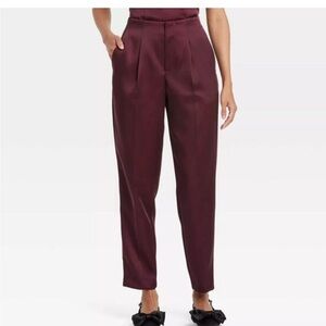 a new day Women’s Silk Burgundy Tailored Dress Pants